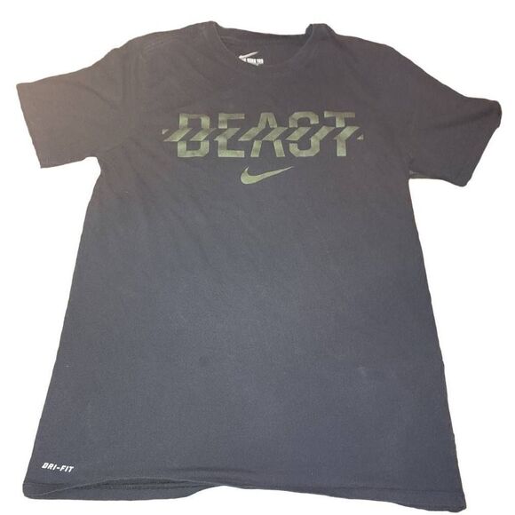 Nike Shirt Adult Large Black Green Swoosh Spell Out Beast Athletic Mens A62 - Picture 1 of 3